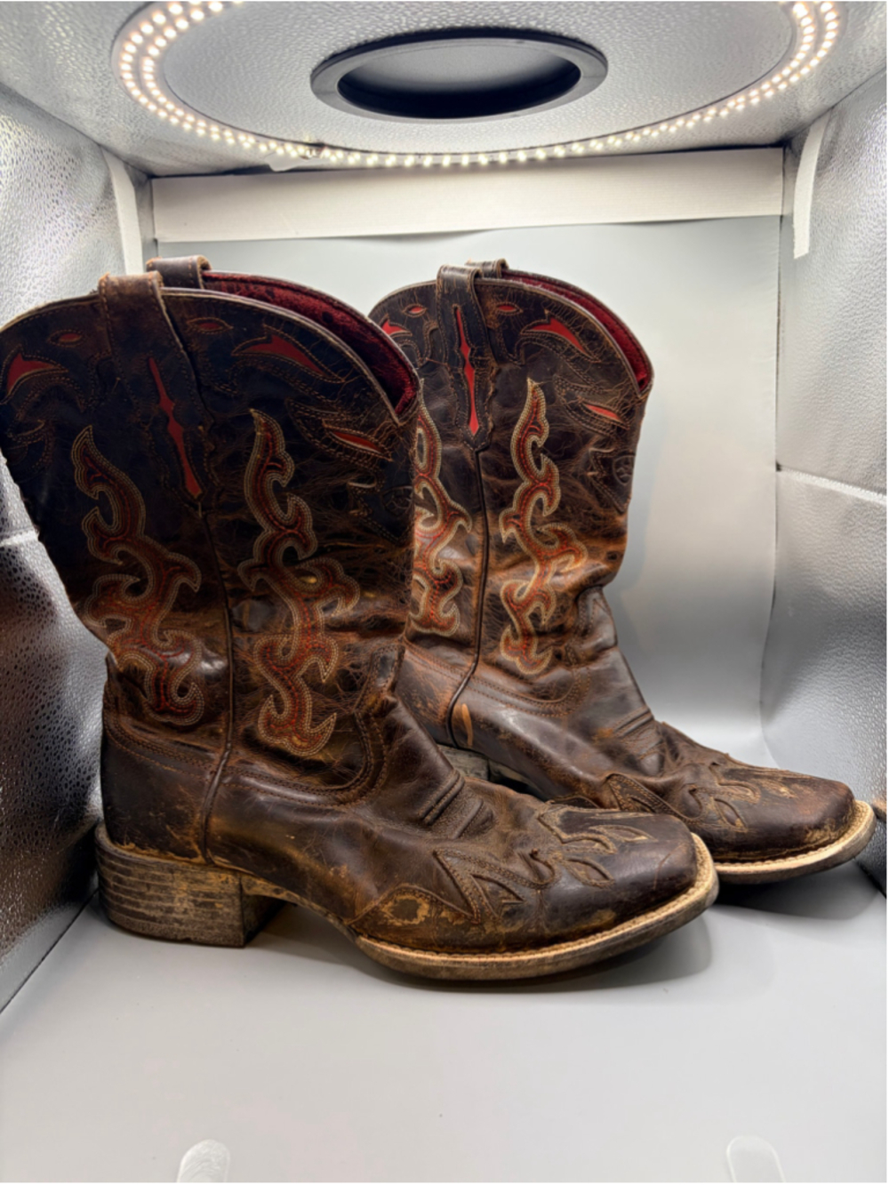 Women's Ariat Sidekick Western Cowboy Boots Brown Leather Square Toe size 10 B